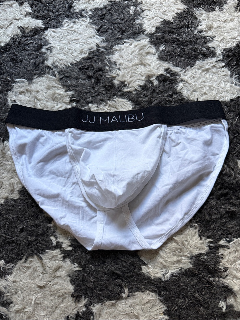 JJ Malibu Men's White Briefs with Black Waistband